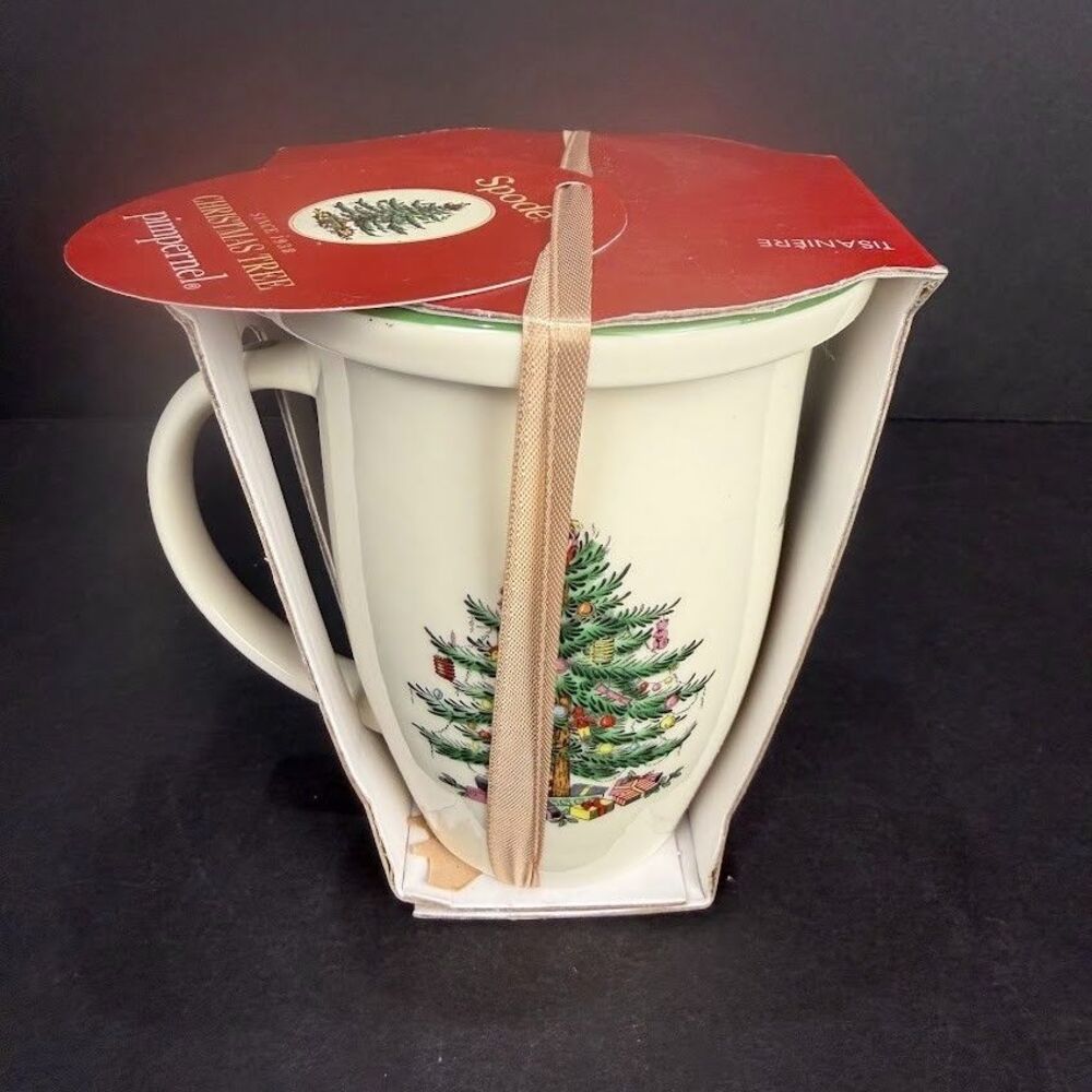 Spode Pimpernel Christmas Tree Tisaniere Set by Portmeirion-Mug, Infuser,Coaster